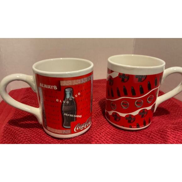 1997 Vintage Coca-Cola Gibson Coffee Mugs Set of 2 Collectible Cups Holiday Gift - Picture 1 of 2